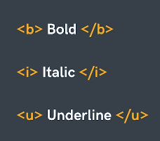 Bold, italic and underline tags