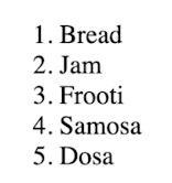 result of Ordered list