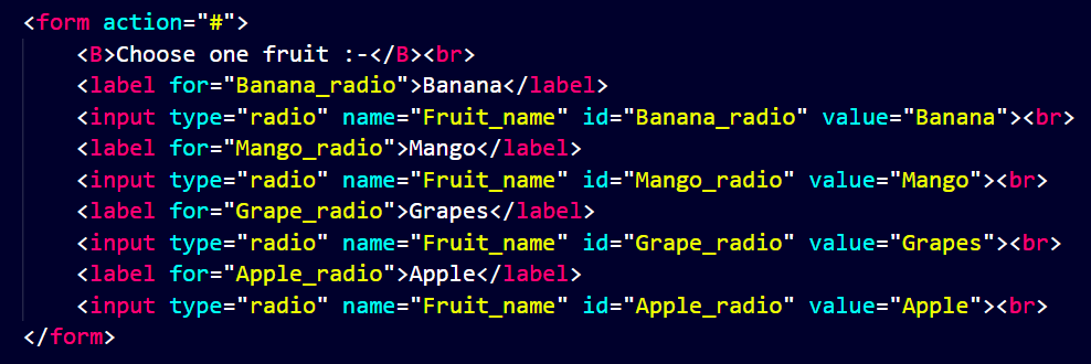 fruit radio options.