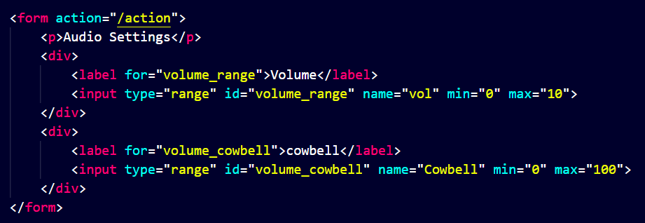 range inpute code example