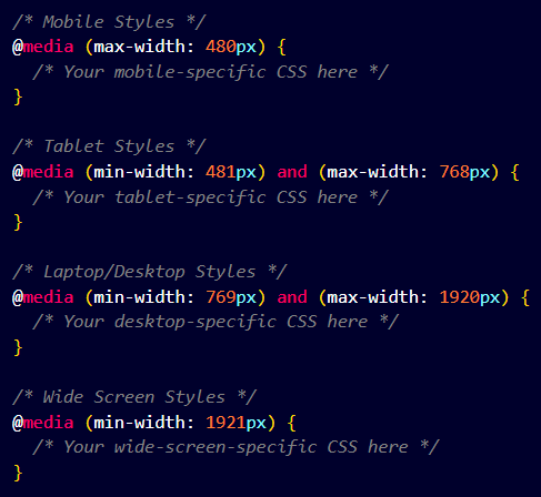 media size css code